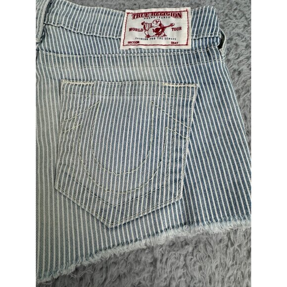 True Religion Womens Striped Denim Shorts Size 26 100% Cotton Made In USA NWT - Picture 8 of 11